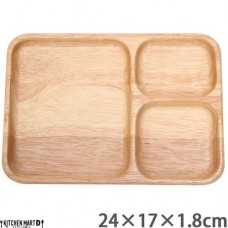 ボヌール Bonheur 24cm ランチプレート 長角 B 木製 木 子供 キッズ 食器 仕切り プレート ウッド 天然木