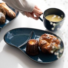 北欧ブルー 深ブルー おにぎり形ランチプレート[日本製/美濃焼/洋食器]